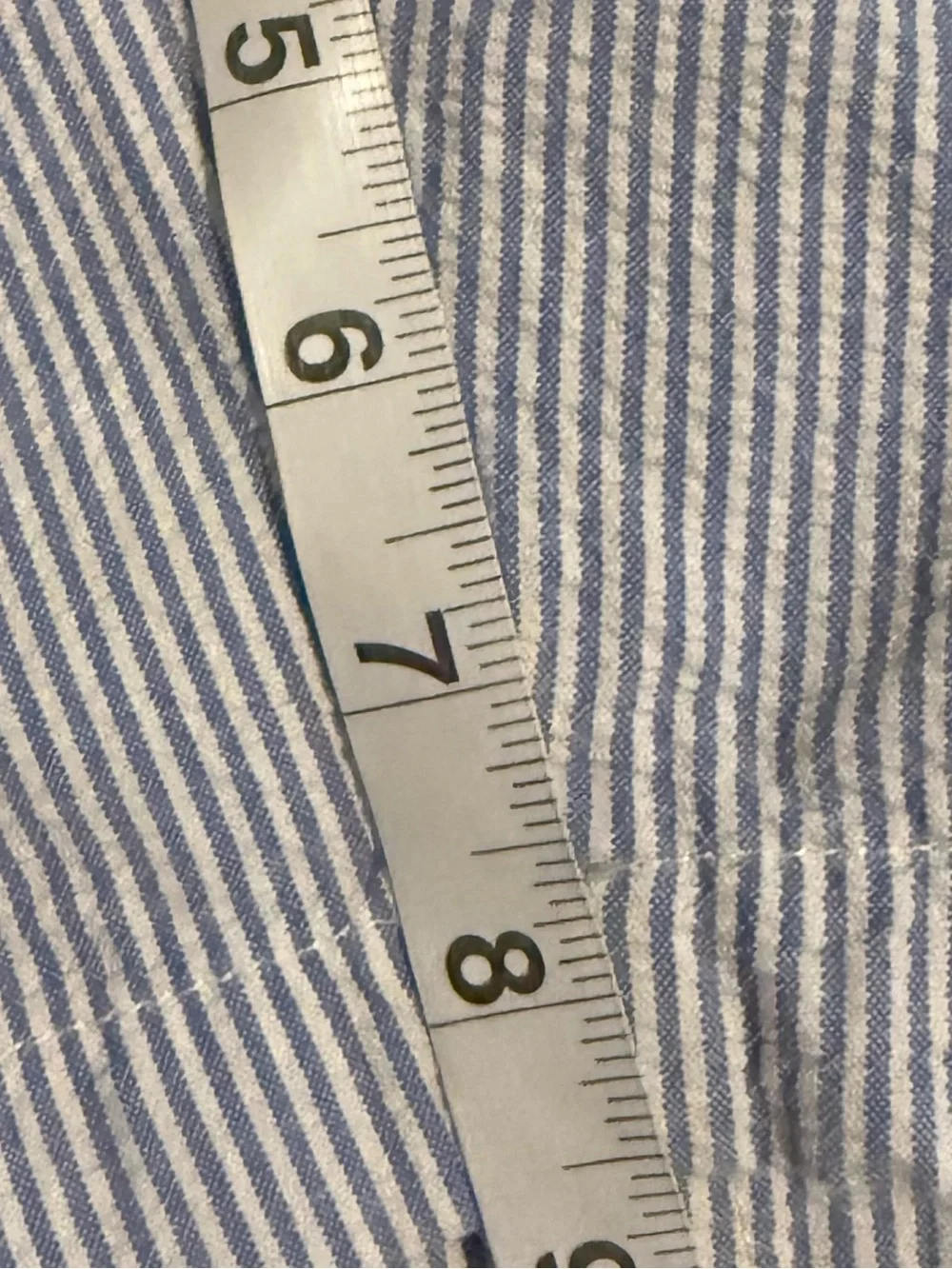 Chaps Men’s 36 Light Blue & White Seersucker Flat Front Shorts 100% Cotton